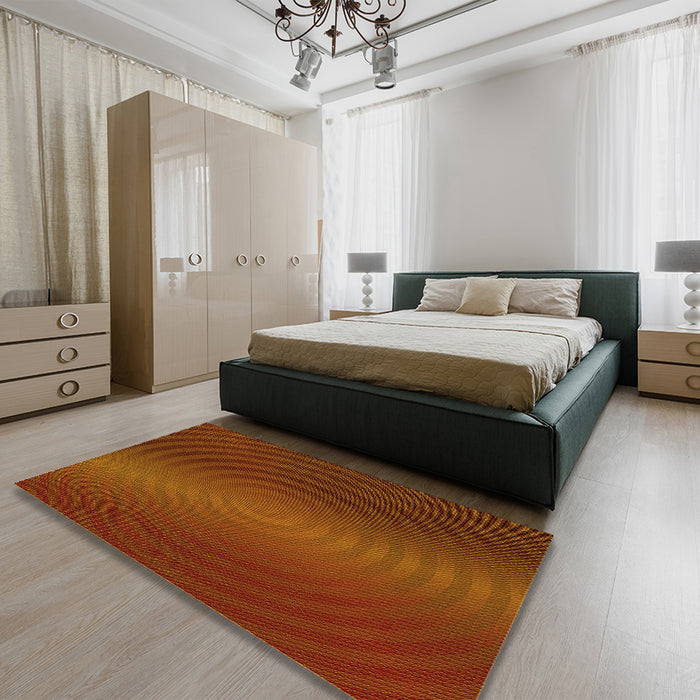 Round Machine Washable Transitional Mahogany Brown Rug in a Office, wshpat1593yw