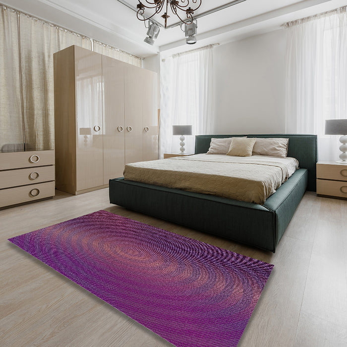 Patterned Plum Purple Novelty Rug in a Bedroom, pat1593