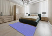 Patterned Purple Mimosa Purple Rug in a Bedroom, pat1594blu