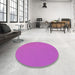 Round Patterned Fuchsia Magenta Purple Rug in a Office, pat1594pur