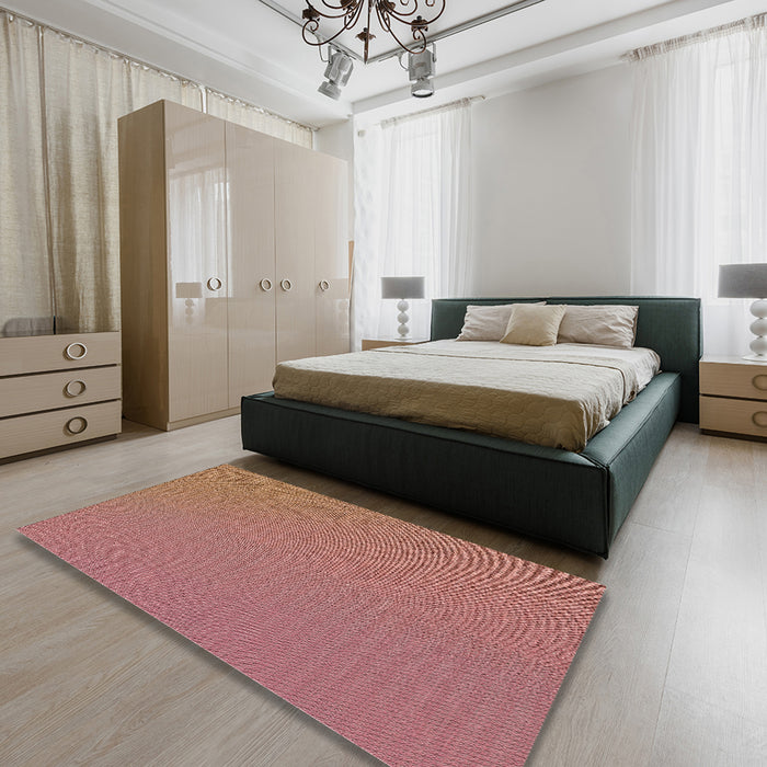 Patterned Salmon Pink Novelty Rug in a Bedroom, pat1594