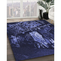 Patterned Night Blue Rug, pat1595blu