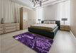 Patterned Deep Purple Rug in a Bedroom, pat1595pur