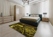 Patterned Midnight Gray Rug in a Bedroom, pat1595yw