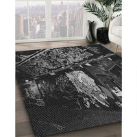 Patterned Black Novelty Rug, pat1595