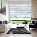 Square Patterned Black Novelty Rug in a Living Room, pat1595