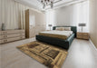 Patterned Cinnamon Brown Rug in a Bedroom, pat1596brn