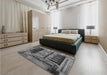 Patterned Gunmetal Gray Rug in a Bedroom, pat1596gry