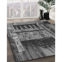 Patterned Gunmetal Gray Rug, pat1596gry