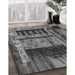 Patterned Gunmetal Gray Rug in Family Room, pat1596gry