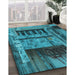 Patterned Dark Turquoise Green Rug in Family Room, pat1596lblu