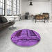 Round Patterned Purple Rug in a Office, pat1596pur