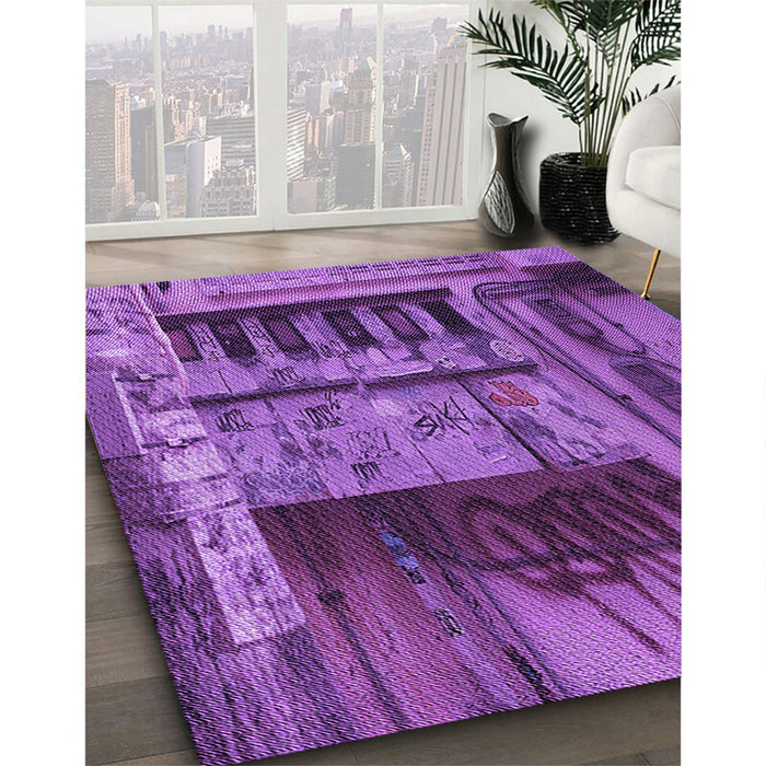Machine Washable Transitional Purple Rug in a Family Room, wshpat1596pur