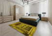 Patterned Dark Bronze Brown Rug in a Bedroom, pat1596yw