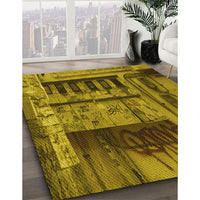 Patterned Dark Bronze Brown Rug, pat1596yw