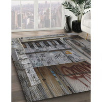 Patterned Dark Gray Novelty Rug, pat1596