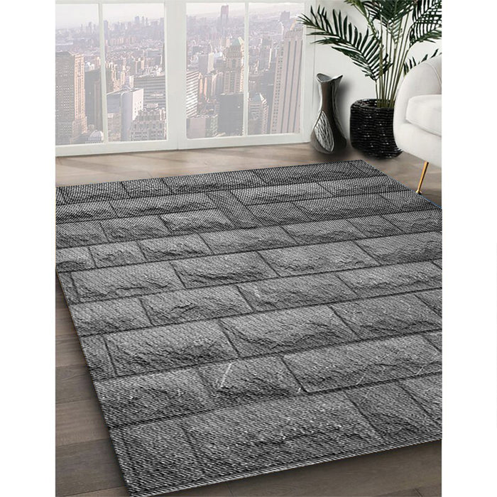 Patterned Gray Rug in Family Room, pat1597gry