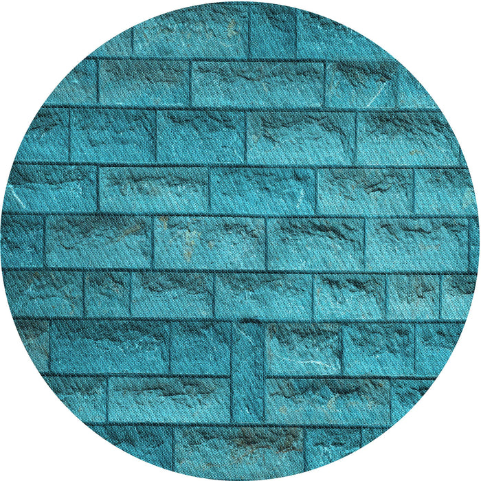 Square Patterned Dark Turquoise Green Rug, pat1597lblu