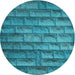 Square Patterned Dark Turquoise Green Rug, pat1597lblu