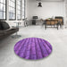 Round Patterned Purple Rug in a Office, pat1597pur