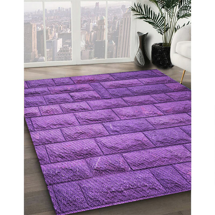 Patterned Purple Rug in Family Room, pat1597pur