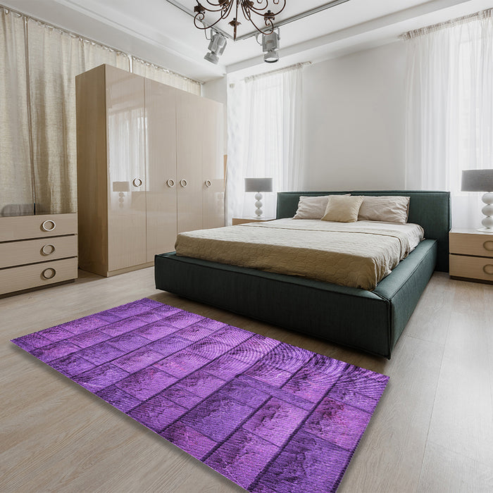 Patterned Purple Rug in a Bedroom, pat1597pur