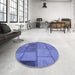 Round Patterned Sky Blue Rug in a Office, pat1598blu