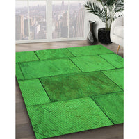 Patterned Lime Green Rug, pat1598grn