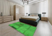 Patterned Lime Green Rug in a Bedroom, pat1598grn