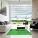 Machine Washable Transitional Lime Green Rug in a Kitchen, wshpat1598grn