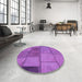 Round Patterned Purple Rug in a Office, pat1598pur