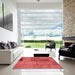 Square Patterned Red Rug in a Living Room, pat1598rd