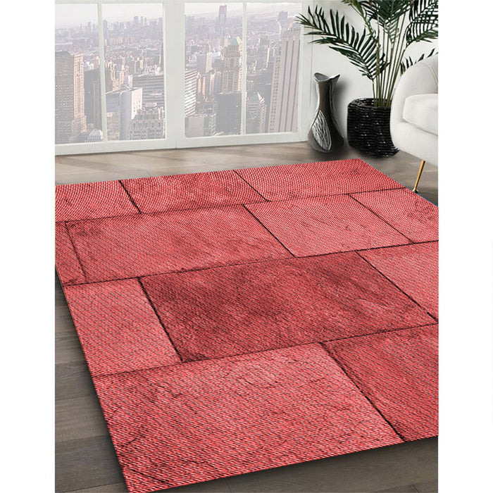 Machine Washable Transitional Red Rug in a Family Room, wshpat1598rd