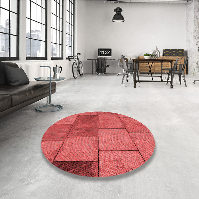 Round Patterned Red Rug in a Office, pat1598rd