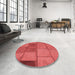 Round Patterned Red Rug in a Office, pat1598rd