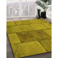 Patterned Yellow Rug, pat1598yw