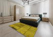 Patterned Yellow Rug in a Bedroom, pat1598yw