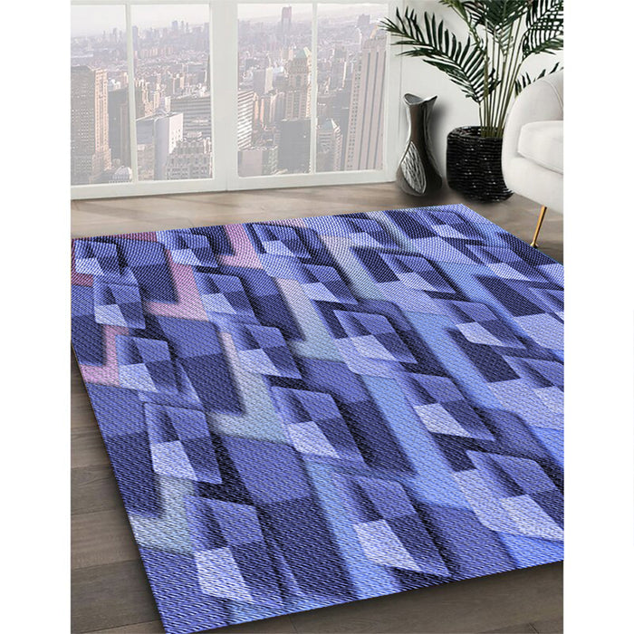 Patterned Sky Blue Rug in Family Room, pat16blu
