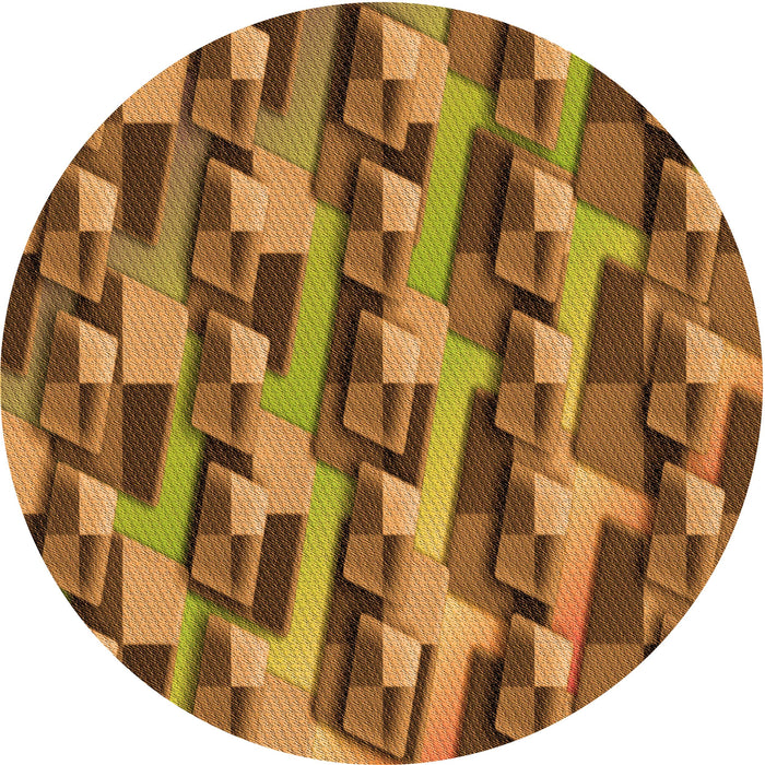 Square Patterned Saddle Brown Rug, pat16org