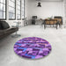 Round Patterned Purple Rug in a Office, pat16pur