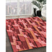 Patterned Red Rug in Family Room, pat16rd