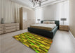 Patterned Dark Bronze Brown Rug in a Bedroom, pat16yw