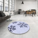 Round Patterned Lavender Blue Rug in a Office, pat160blu