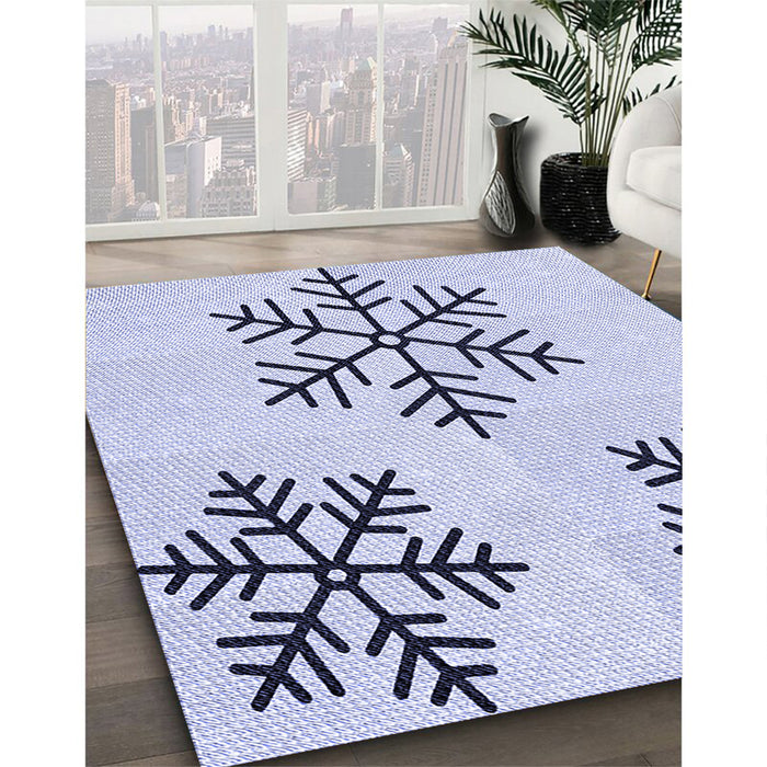 Patterned Lavender Blue Rug in Family Room, pat160blu
