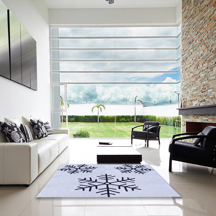 Square Patterned Lavender Blue Rug in a Living Room, pat160blu