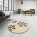 Round Patterned Moccasin Beige Rug in a Office, pat160brn