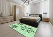 Patterned Mint Green Rug in a Bedroom, pat160grn