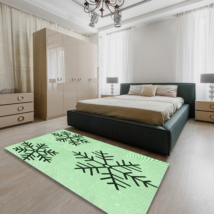 Patterned Mint Green Rug in a Bedroom, pat160grn