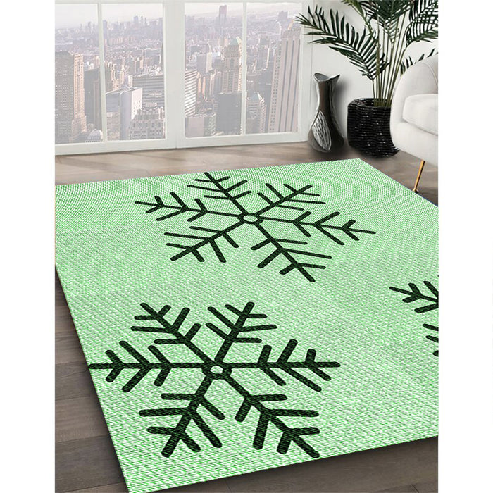 Patterned Mint Green Rug in Family Room, pat160grn