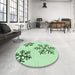 Round Patterned Mint Green Rug in a Office, pat160grn